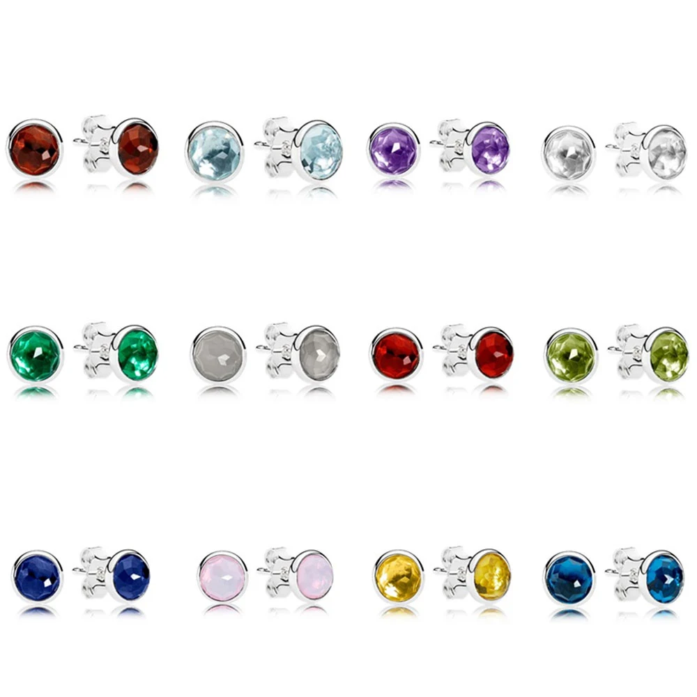 

ROBOL 100% 925 Sterling Silver Pandol Jewelry 12 Constellations Drop (Multi Color Choice) Ear Stud Factory Outlet