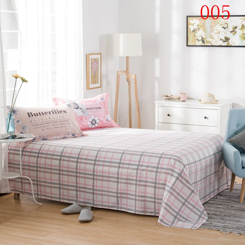 FashionPlaid Bedroom Single Double Cotton Bed Sheet Linens Twin Full