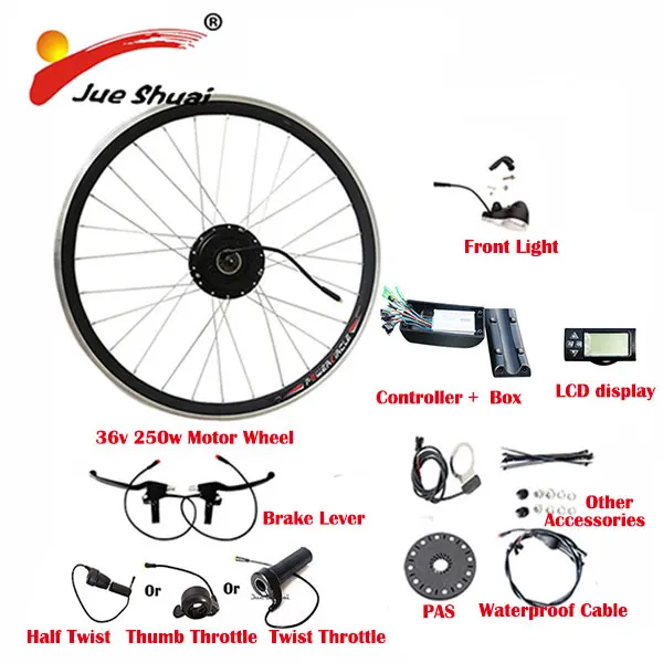 250 W/350 W/500 W электрический велосипед мотор комплект без Батарея светодиодный/ЖК-дисплей Дисплей моторизированное колесо для велосипедная ступица MTB мотор Байк, способный преодолевать Броды комплект - Цвет: 36V250W LCD Display