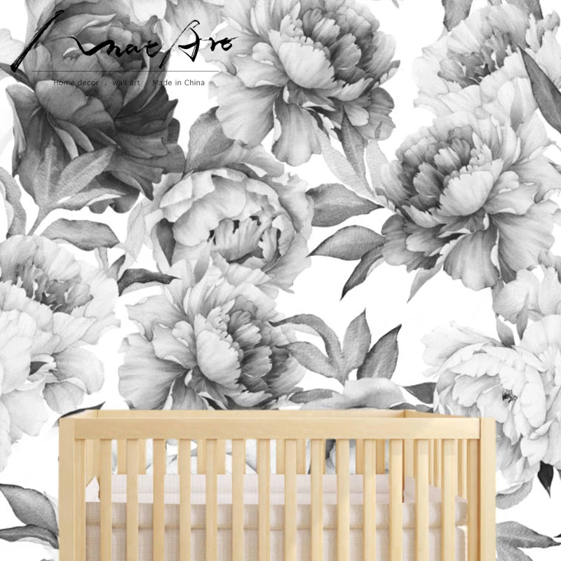 Online Floral wand kunst Pfingstrose Tapete nordic stil kinder dekoration wand aufkleber wohnkultur wohnzimmer dekoration zubehör baby