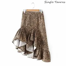 Юбки-трубы нестандартной длины Женская мода уличная леопардовая печать Faldas Mujer Moda летние оборки русалка Saia Mujer