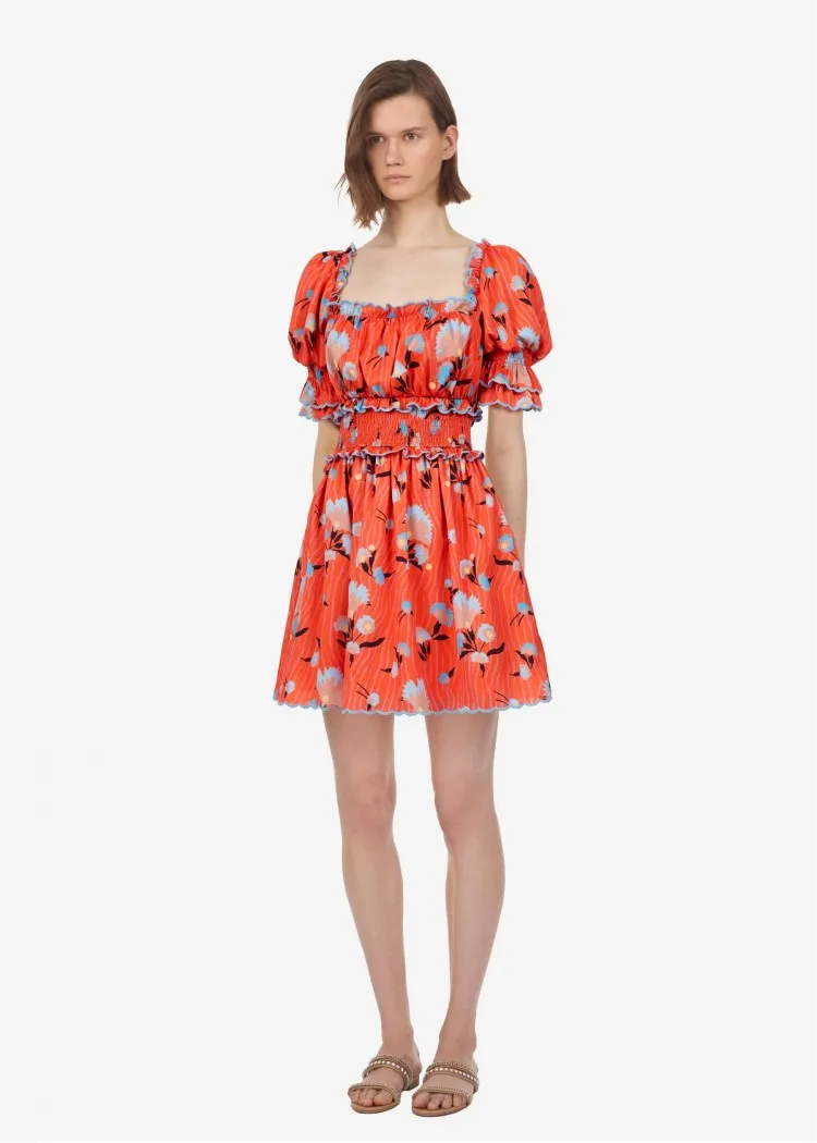 

New 2019 summer floral print ruffles Chiffon dress Women sweet dress A410