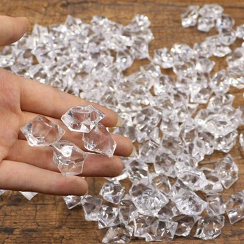 

100pcs Reusable Clear Fake Ice Cubes Artificial Acrylic Crystal Cubes Whisky Drink Display Photography Props Wedding Party Decor
