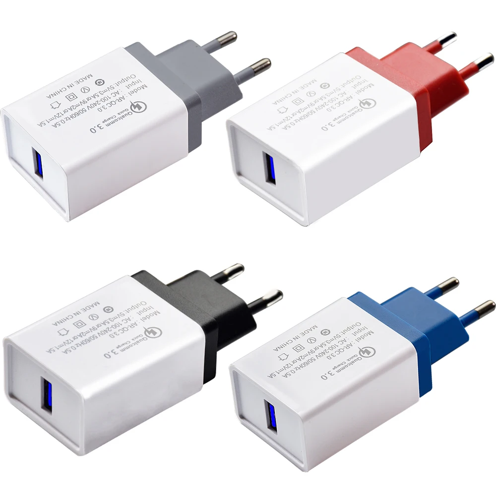 QC3.0 18W Single USB Charger Plug Mobile Phone Charger For iPhone Samsung Huawei Xiaomi