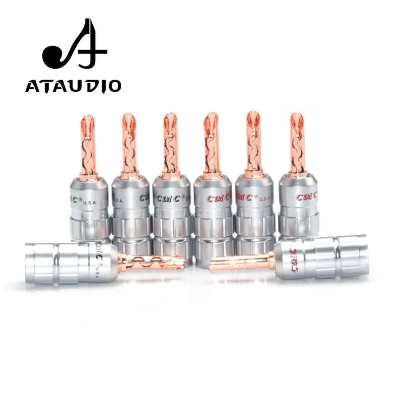 8 шт. ATAUDIO Hifi смс Красный медный Банановый штекер Hi end банановый разъем без пайки