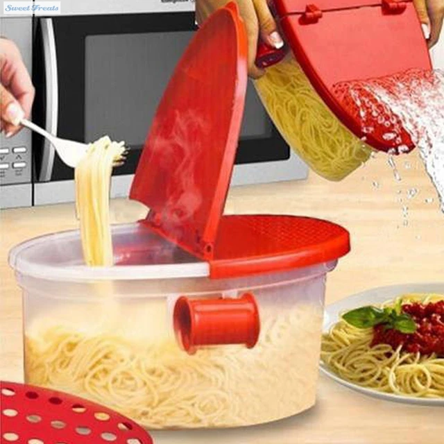 Perfect Pasta Cooker Spaghetti Bowl Heat Resistant Pp Boat Microwave Perfect Pasta Cooker Spaghetti Bowl Heat Resistant Pp Boat Microwave Steamer Strainer Kitchen