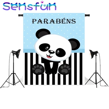

Vinyl foto background Blue Wall Animals Panda Children Birthday Backdrops Custom Photo Studio Background 5x7ft