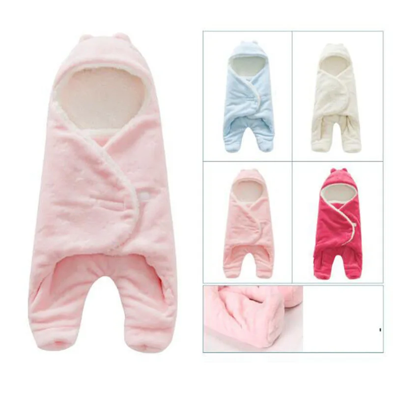 

Winter Baby Swaddle Wrap Coral Fleece Newborn Baby Blanket Sleeper Infant Bebe Envelope Stroller Wrap Toddlers Baby Sleeping Bag