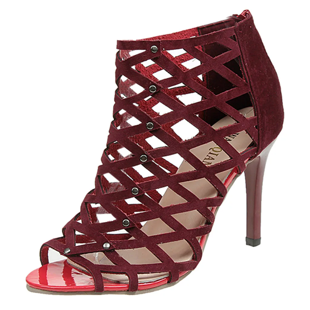 

YOUYEDIAN high heels sandals women black Summer Sexy party shoes Fish Mouth Shoes Non-Slip Grid High Heel Sandals #w35
