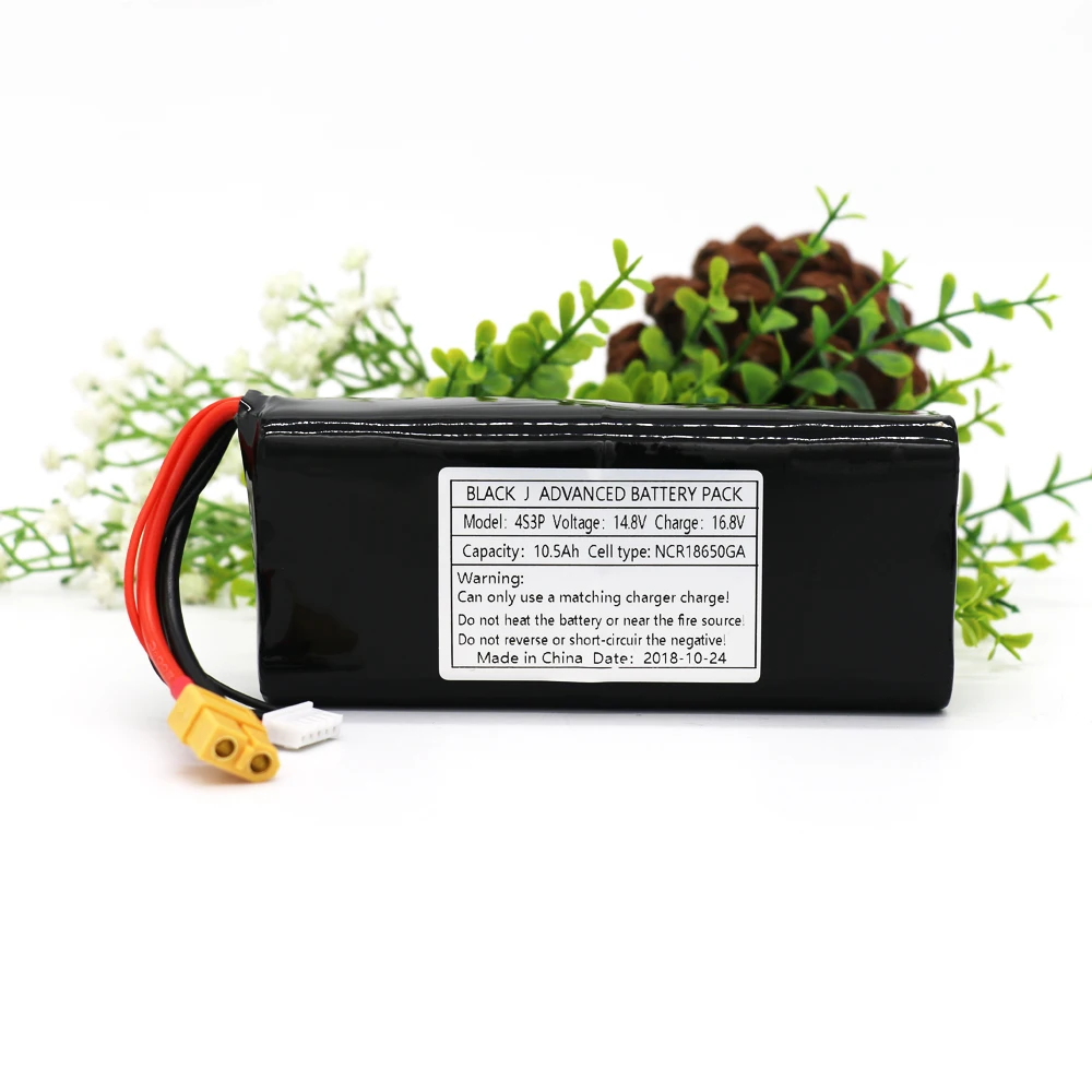 

KLUOSI UAV Rechargeable Li-ion Battery 14.8V/16.8V 10.5Ah 4S3P Use Single Cell NCR18650GA Combination Suitable for Various Drone