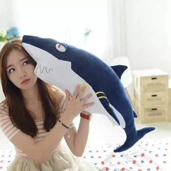 

1pc 80cm Big Size Funny Soft Bite Shark Plush Toy Pillow Stuffed Appease Cushion Gift For Children Baby Girls Bed Pillow