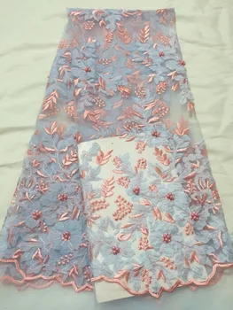 

Peach Blue Swiss Voile Cotton Lace Fabric Design African Swiss Voile Lace High Quality Beads Swiss Dry Laces For Party Dress