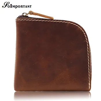 

Vintage Handmade Mini Women Wallets Female Genuine Leather Small Coin Purse Crazy Horse Zipper Short Women Magic Walet