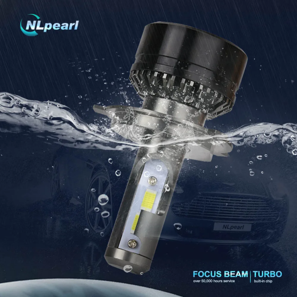 NLpearl H4 светодиодный фары автомобиля лампы 6000k 10000LM/пара 2 шт. светодиоды с чипом CSP H1