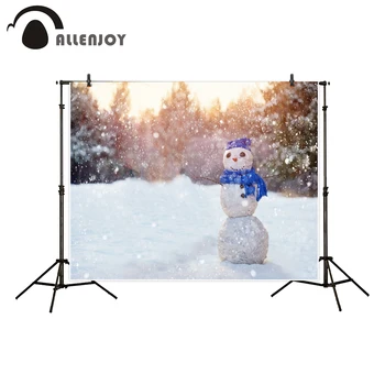 

Allenjoy backgrounds for photography studio lovely snowman snow cold winter pine Bokeh backdrop original design photocall
