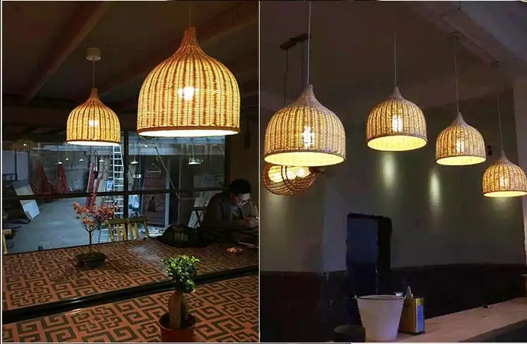 

newest Rustic rattan restaurant lamp balcony lamps rattan pendant light dining lamp ZZP8064C
