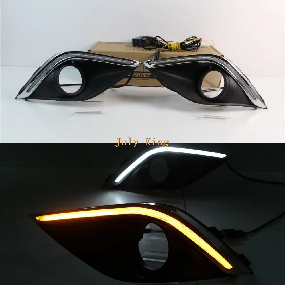 

July King LED Daytime Running Lights Case for Mitsubishi Outlander 2016~ON, LED DRL With Yellow Turn Signals Light