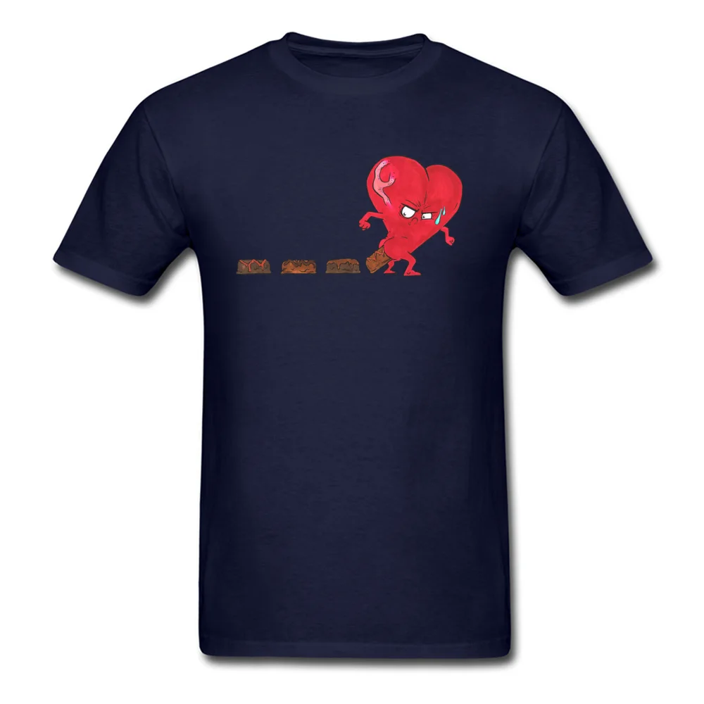 Design Chocolate Filled Heart Geek Short Sleeve Autumn Tops & Tees Wholesale Round Collar Cotton Fabric Tee Shirts Boy T Shirts Chocolate Filled Heart navy