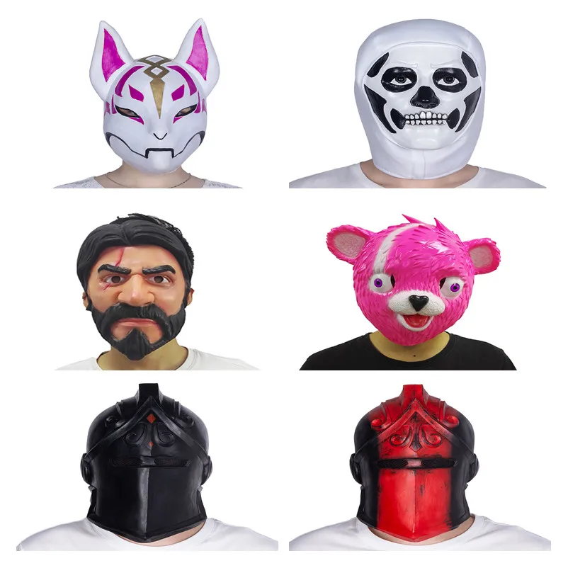 

2019 Fox Drift Latex red knight Full Face Mask Cuddle Team Leader Game Mask Cosplay Funny Animal Pink Bear Halloween Party Props