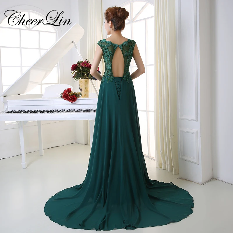 O Neck Evening Dresses Chiffon Appliques Beading See Through (5)