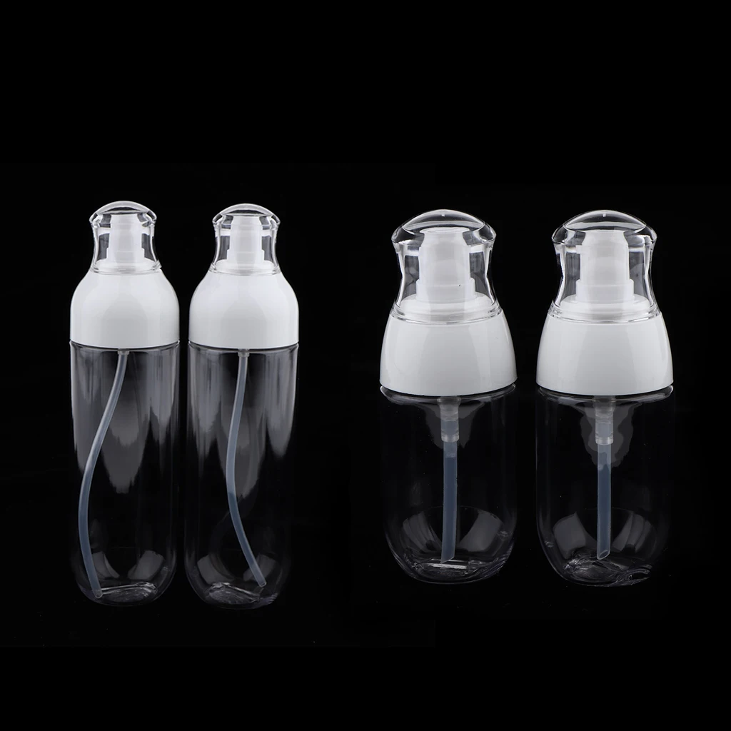 4pcs Portable Transparent Empty Lotion Pump Bottles Cosmetic Serum Containers 50/180ml