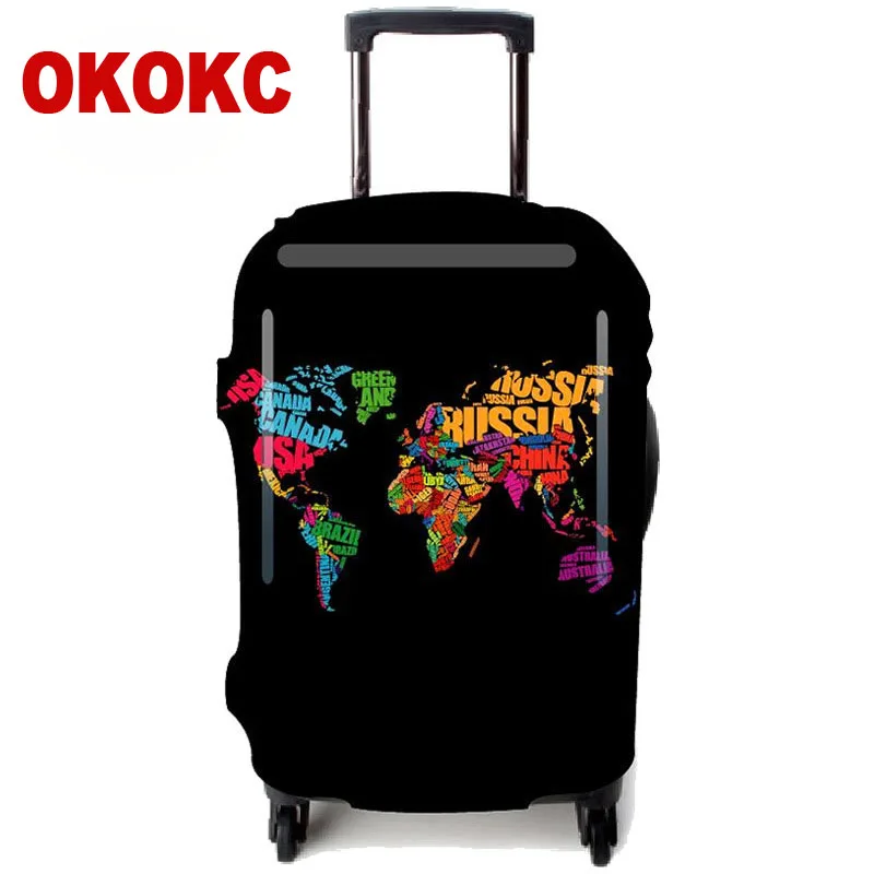 

OKOKC World Map Elastic Thicker Luggage Protective Cover for 18-32 Inch Trolley Suitcase Protect Dust Case Travel Accessories