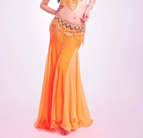 Горячая Распродажа,, высокое качество, новые юбки для танца живота, юбка для танца живота, костюм, платье для тренировок или выступлений-6021 - Цвет: orange