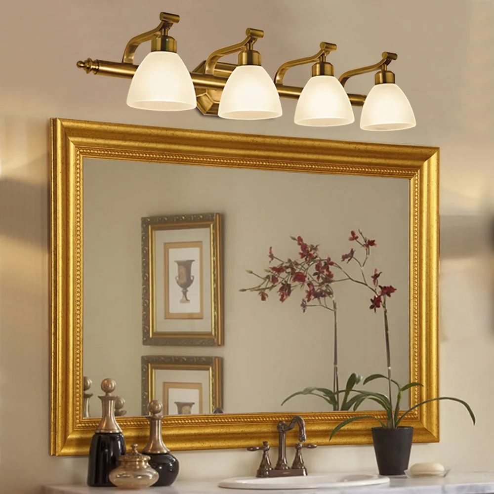 Led American mirror headlights European retro bathroom mirror