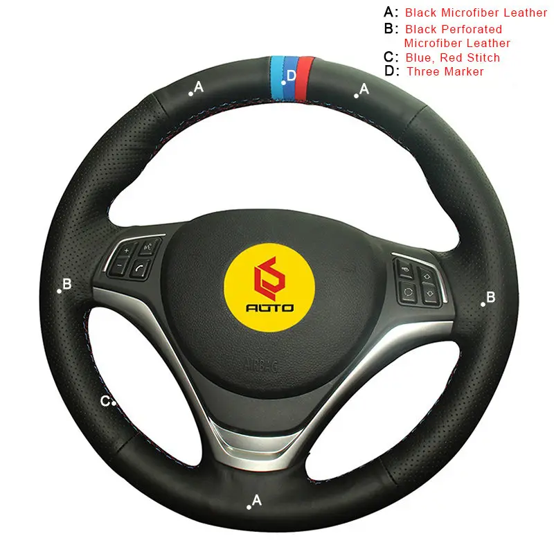 Авто Кожаная оплетка на руль крышка рулевого колеса для BMW X1 оплетка рулевого колеса автомобиля крышки авто-Стайлинг, аксессуары для интерьера - Название цвета: Microfiber Leather