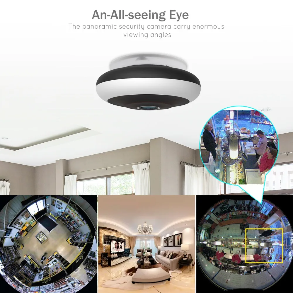 360 Smart Panoramic WIFI HD IP Camera with Snail Outlook for 2 Way Audio Intercom with Live Image Video Monitoring by Free APP