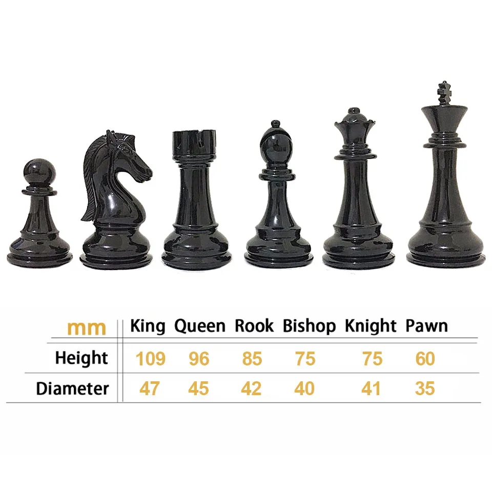 Пластиковая имитация деревянных шахматных фигур, высота короля 109 мм, процесс обшивки и металлическое усиление шахматной игры Chessman IA5