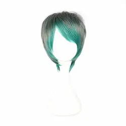 Mcoser 32 см короткие Зеленый Цвет Смешанная Синтетическая Регулируемый Косплэй парик 100% Высокая Температура Волокно wig-355a