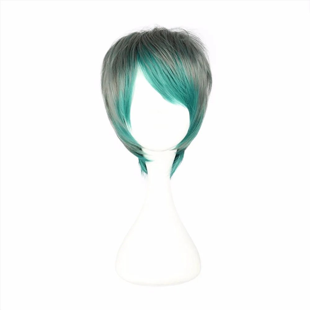 

MCOSER 32cm Short Green Color Mixed Synthetic Adjustable Cosplay Wig 100% High Temperature Fiber WIG-355A
