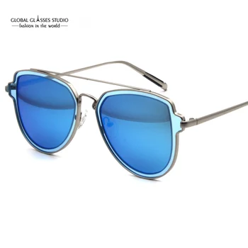 

Shield Shape Mirror Sunglasses Fashion Design Outdoor Sun Glasses Metal Eyewear Double Bridge Men Sunglasses RST035