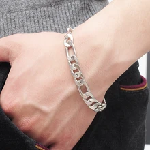 Европейский и американский стиль Мода Серебряный тон мужской браслет звено цепи Прохладный хип хоп pulseira masculina