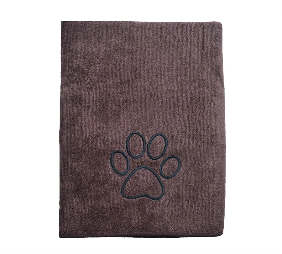 SINLAND ультра абсорбирующее полотенце из микрофибры для домашних животных, полотенце для сушки с вышитой лапой, 3" x 50", 3 цвета, 50 шт - Цвет: brown