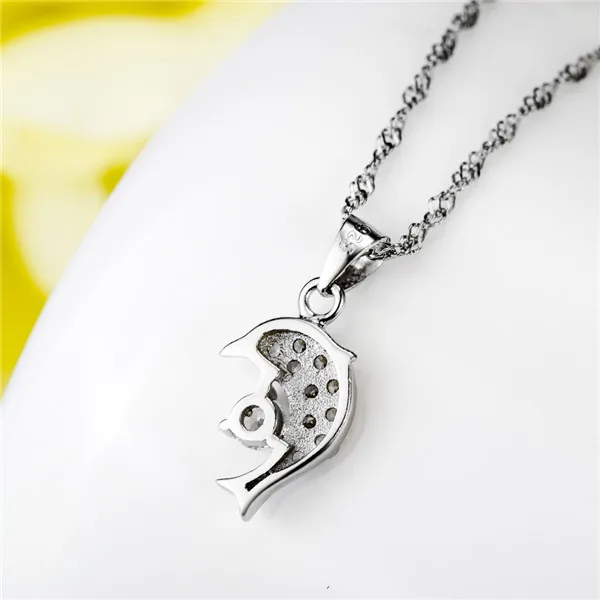 100% гарантированная s925 стерлингового серебра милые животные дельфин rhinestone