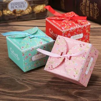 

50pcs Flower Paper Gift Packaging Box Candy Cookies Bags Wedding Favor Gift Boxes Party Gift Soap Packing Bag Party Decoration