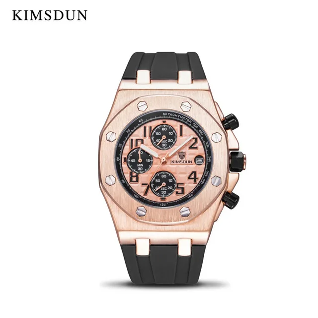 Мужские часы от ведущего бренда KIMSDUN, деловые классические трендовые Модные Военные повседневные кварцевые часы, Многофункциональный силиконовый ремешок Relogio - Цвет: k1222-3