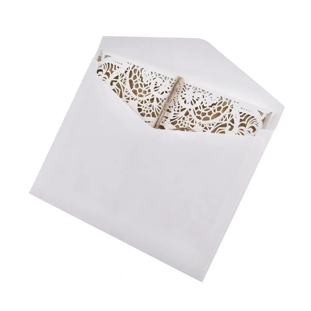  10pcs Design Wedding Invitations Flower Pattern Laser Cut Lace West Cowboy Customize Invitation Car - 4000032540001
