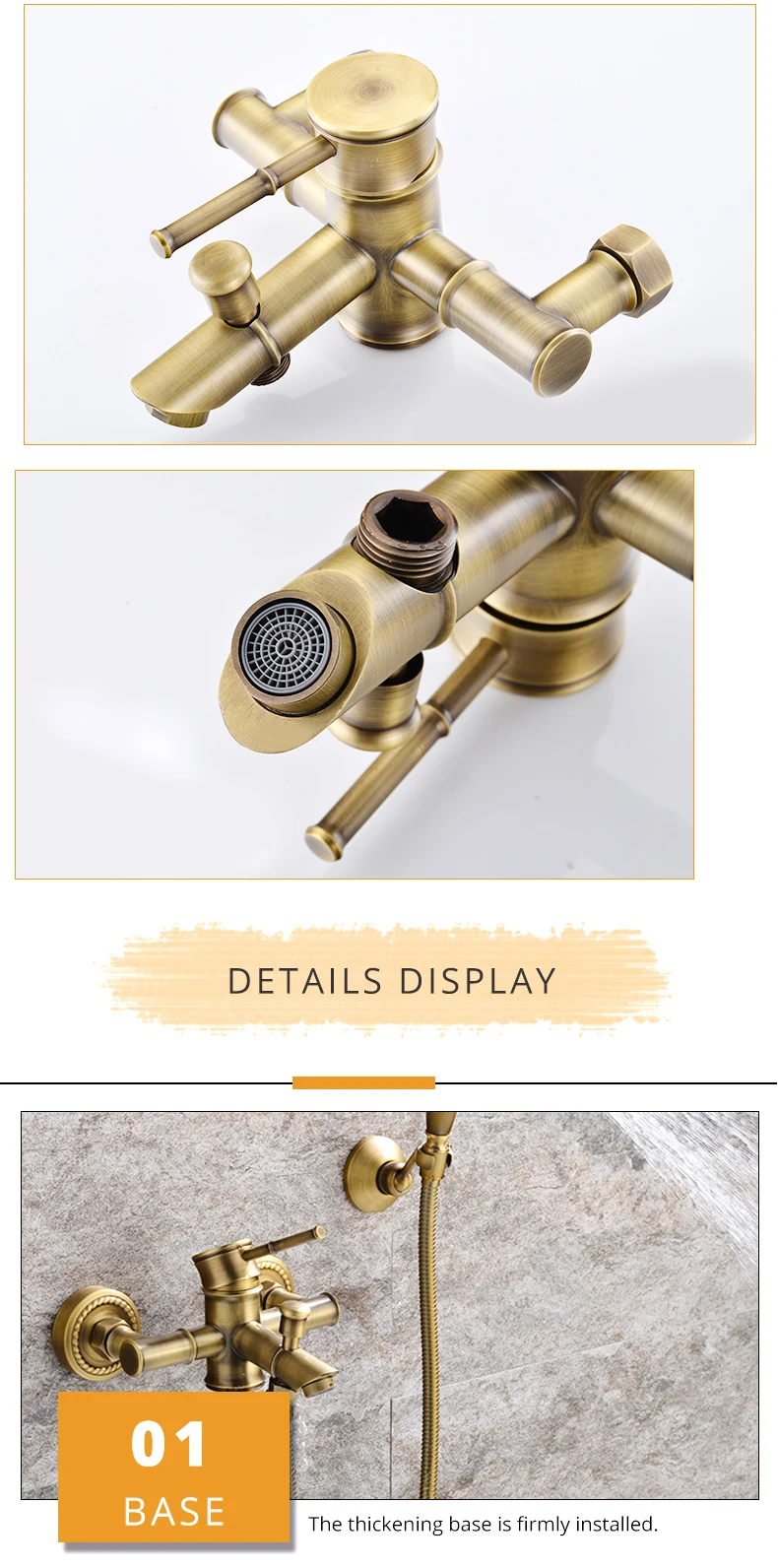 Zgrk torneiras de chuveiro bronze ouro fixado