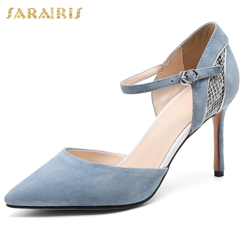 

Sarairis New Arrivals 2019 Large Size 34-40 Kid Suede Sandals Woman Shoes High Heels Solid Elegant Sandals Female Shoes Woman