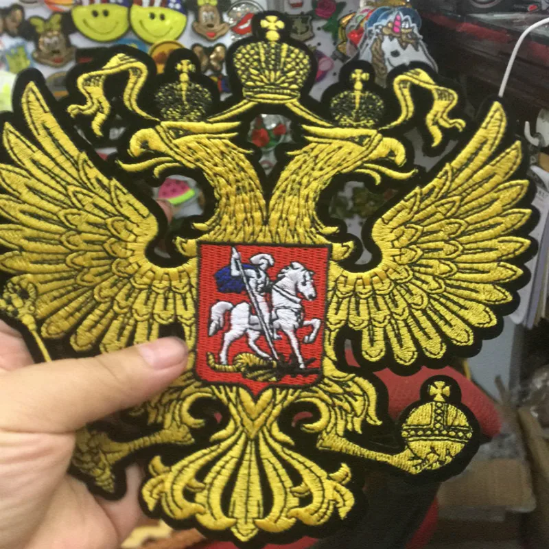 PGY Tuba Золотая Российская национальная эмблема патчи железо на пальто тонкий Орел