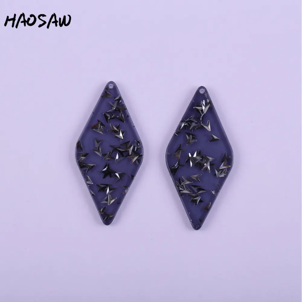 HAOSAW Choose 6 шт./лот очарование уксусной кислоты 24*51 мм/ромб/Блестящая прозрачная
