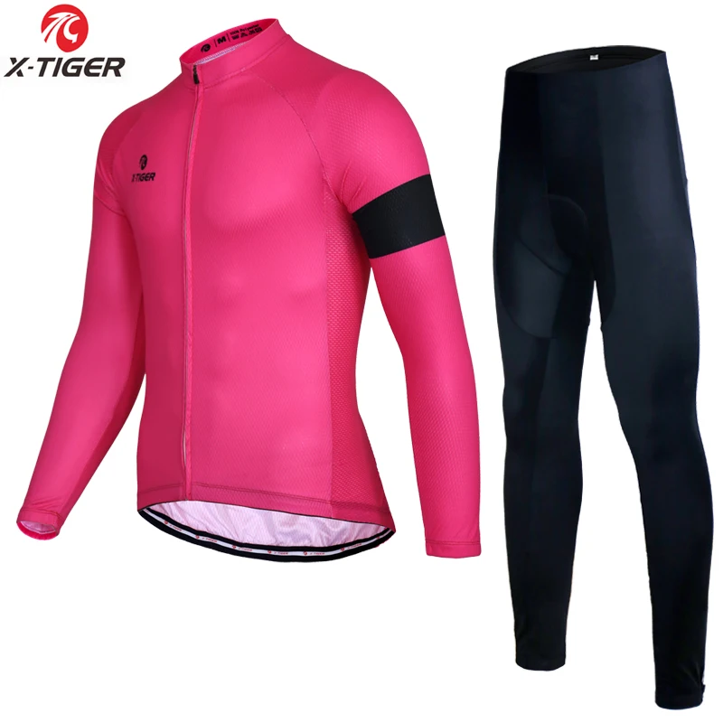 Jerseys and Pant X-Tiger с длинным рукавом велосипедная Одежда Набор Mountian велосипедный Велоспорт Джерси гоночные одежда для езды на велосипеде с 3D гелевой накладкой брюки - Цвет: Jerseys and Pant