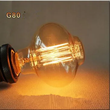 Подвесной светильник в стиле ретро st64 vintage edison bulb DIY веревка кулон E27 накаливания углеродной лампы 110v 220v отпуске огни лампы накаливания лампада - Цвет: G80 lantern