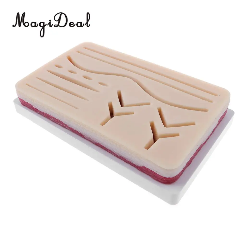 MagiDeal Human Skin Wound Suture Pad Model Suturing Practice Training Kit for Lab Supplies School Teaching Medical Study Aid