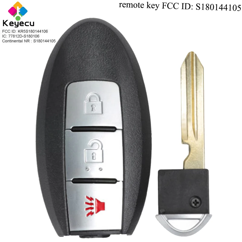 

KEYECU Keyless Entry Smart Remote Control Car Key With 3 Buttons & 433.92MHz - FOB for Nissan Rouge 2014-2017 FCC ID: S180144105