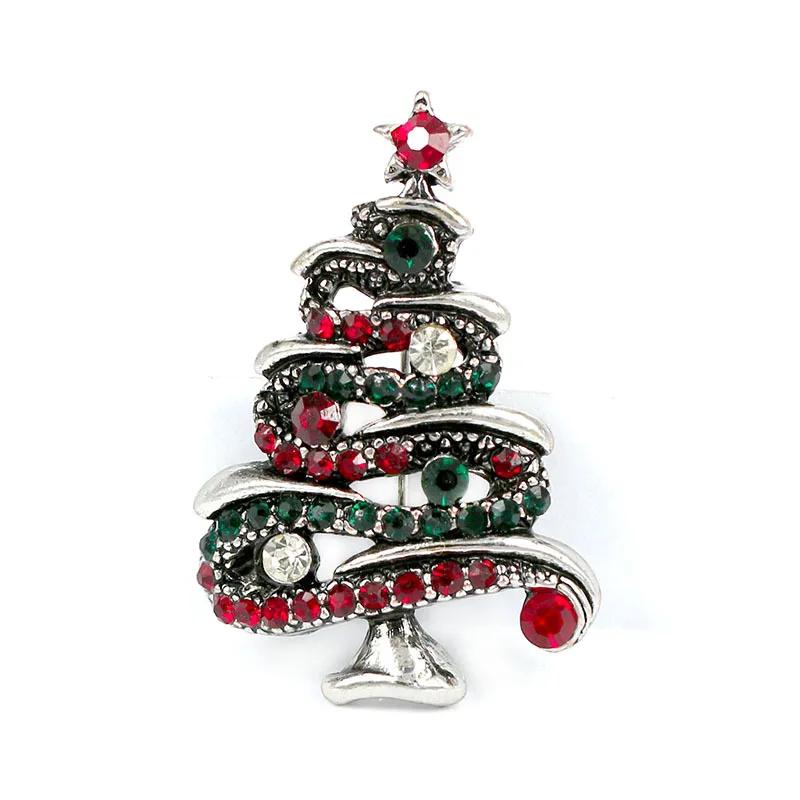 CINDY XIANG Fashion Rhinestone Christmas Tree Brooches for Women Vintage Elegant Suit Pins Coat Backpack Accessories Jewelry - Окраска металла: silver