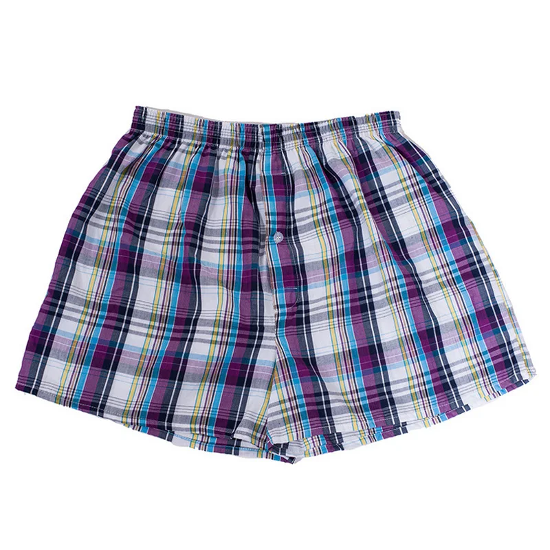 

Classic Plaid Men Boxer Plus Shorts Man trunks Cotton Breathable Elastic Waist Cuecas Underpants Boxers for male Mix Color